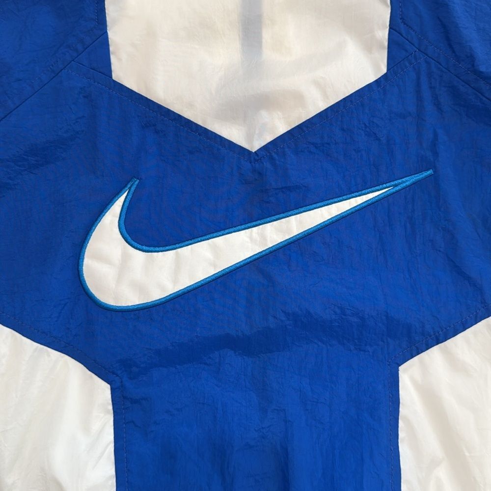 VTG 90s Y2K Nike Blue White Swoosh Logo Full Zip Windbreaker Jacket L Philippine - Picture 6 of 14
